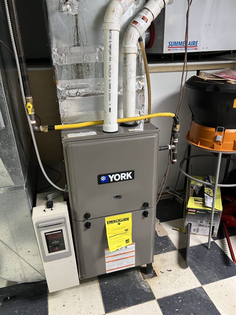 High-efficiency York furnace installation in Mississauga basement
